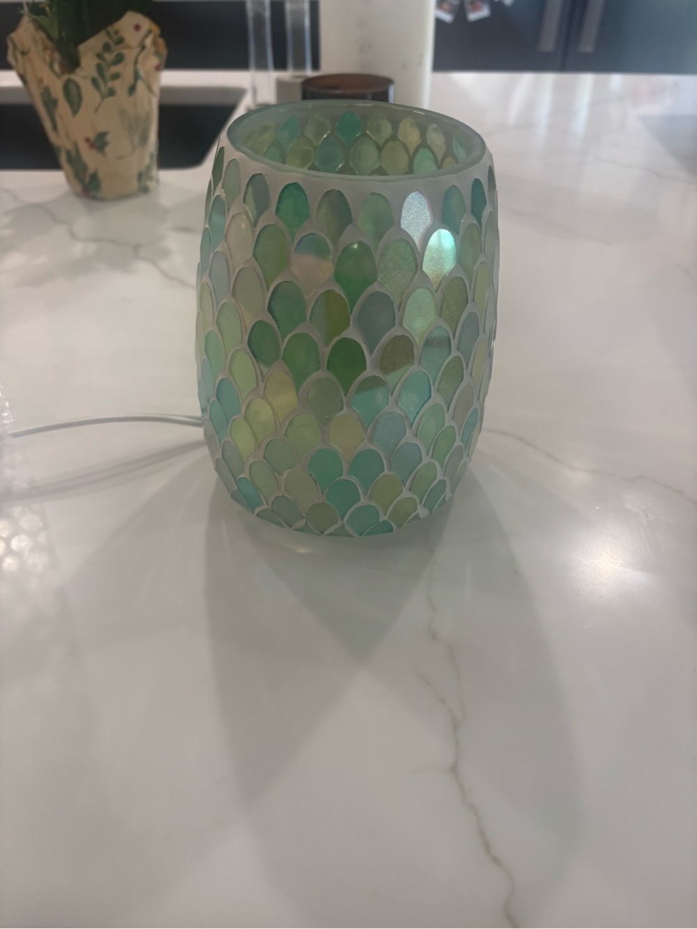 Green Mosaic Glass wax warmer - Home Accents